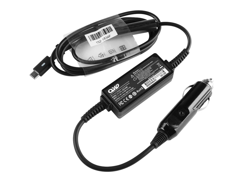 65W USB-C Car Charger Lenovo 100e Chromebook Gen 4 82W0 DC Adapter